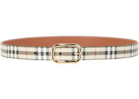Burberry Check Leather Belt Archive Beige Gold