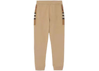 Burberry Check Panel Cotton Blend Jogging Pants Camel