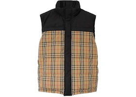 Burberry Check Panel Reversible Gilet Black/Archive Beige