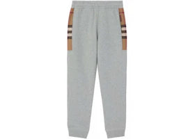 Burberry Check-Panel Track Pants Ligh Grey