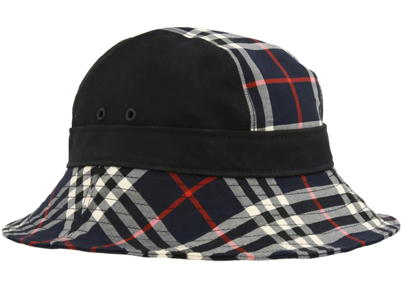 Burberry Check Print Bucket Hat Navy - vue secondaire A