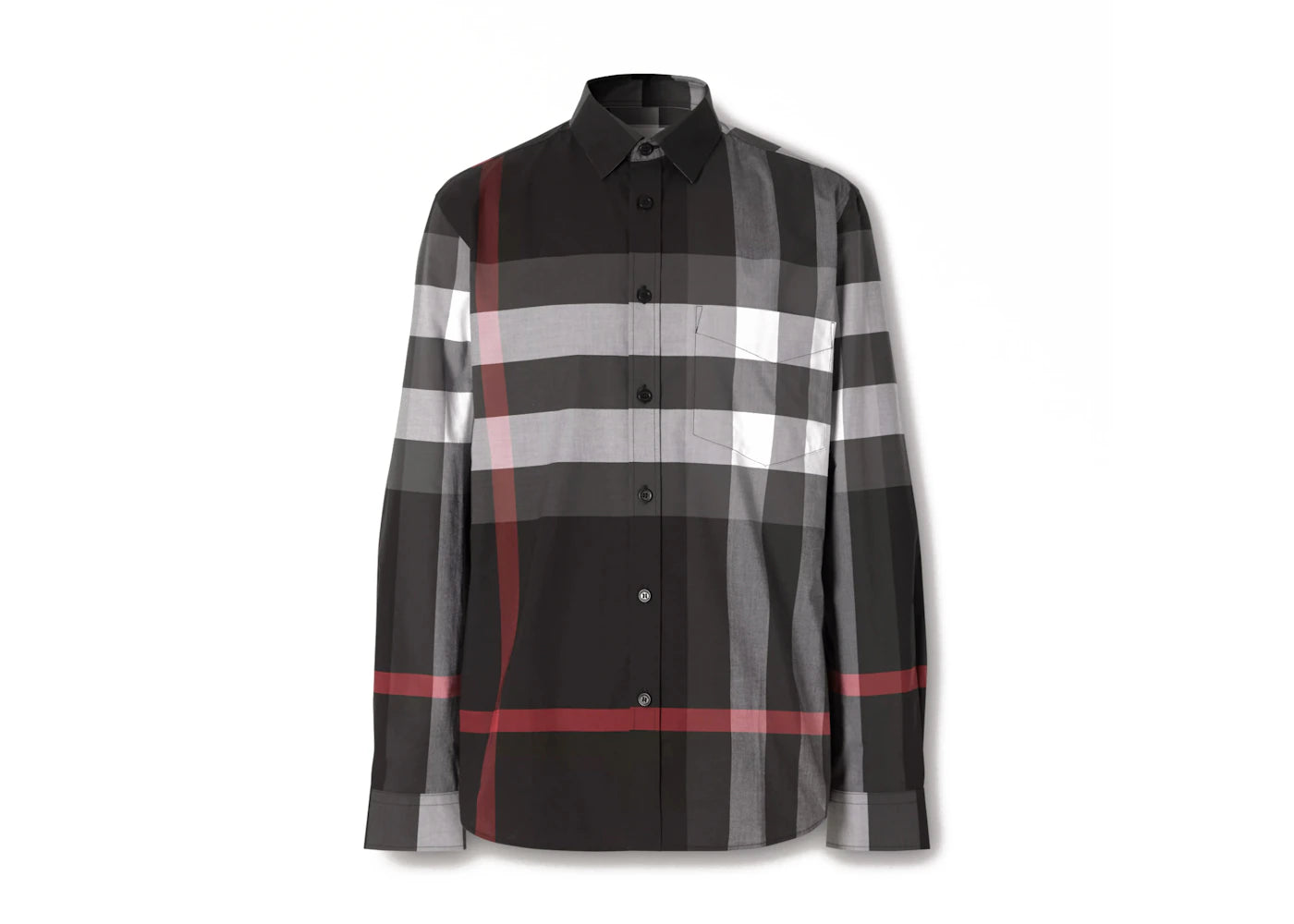 Burberry Check Stretch Cotton Poplin Shirt Charcoal - vue 360