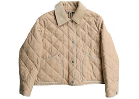 Burberry Check Wool Blend Quilted Jacket Soft Fawn - authentic Burberry apparel