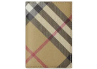 Burberry Checkered Folding Card Case Beige