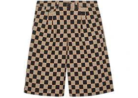 Burberry Chequer Jacquard Tailored Shorts Archive Beige/Brown - authentic Burberry apparel