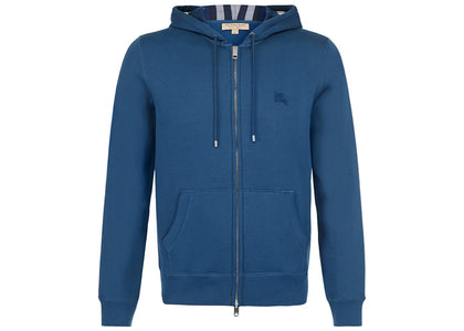 Burberry Clarendon Check Hood Zip Up Hoodie Blue - authentic Burberry apparel