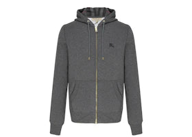Burberry Clarendon Check Hood Zip Up Hoodie Gray