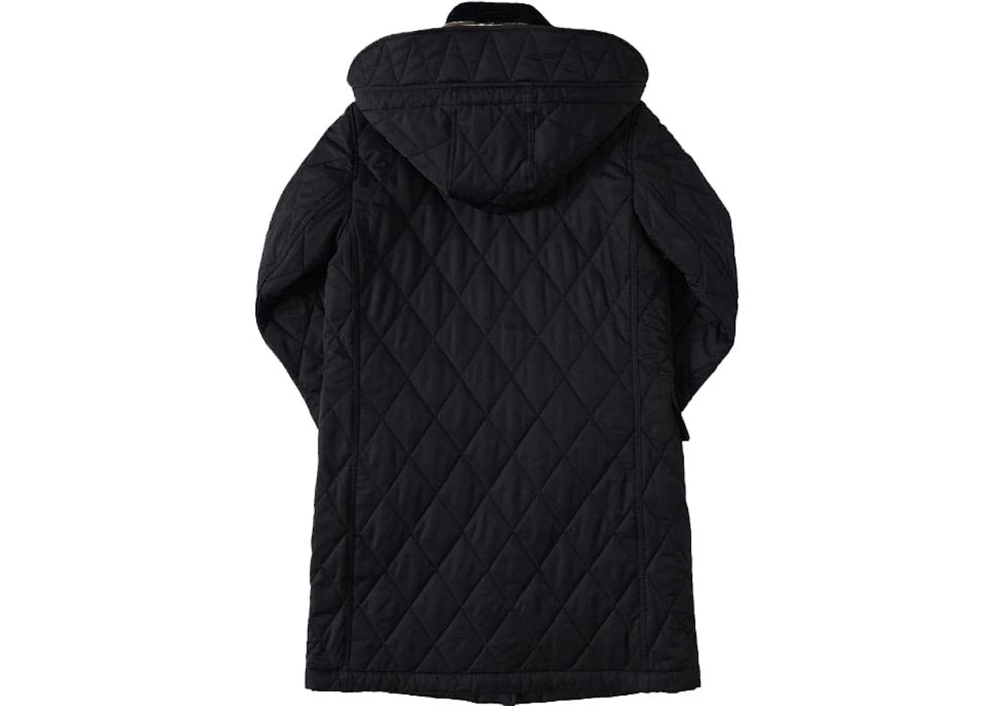 Burberry Detachable Hood Diamond Quilted Coat Black - vue secondaire B