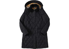 Burberry Detachable Hood Diamond Quilted Coat Black - vue 360