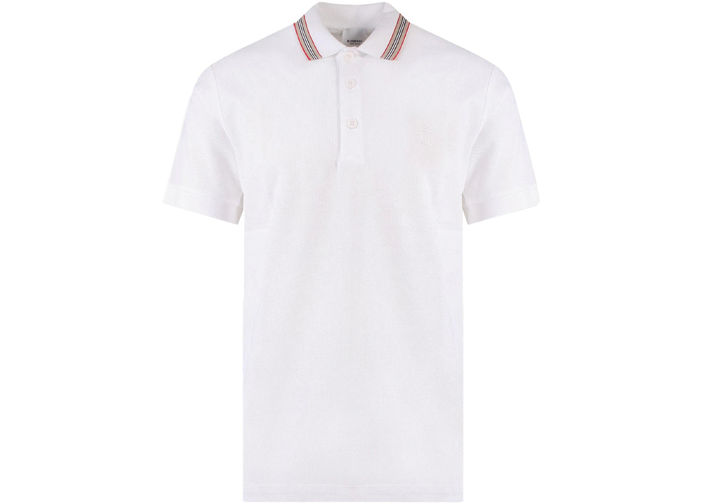 Burberry Embroidered Logo Biologic Piqu Cotton Polo Shirt White - vue secondaire A