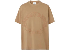 Burberry Embroidered-Logo Cotton T-shirt Beige