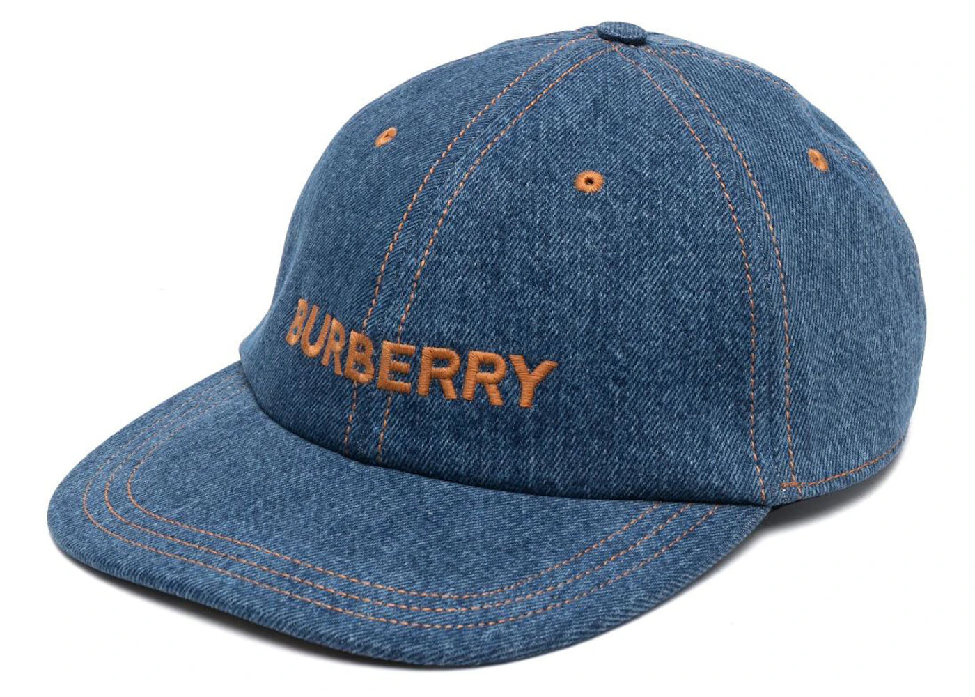 Burberry Embroidered-Logo Denim Baseball Cap Blue - vue 360