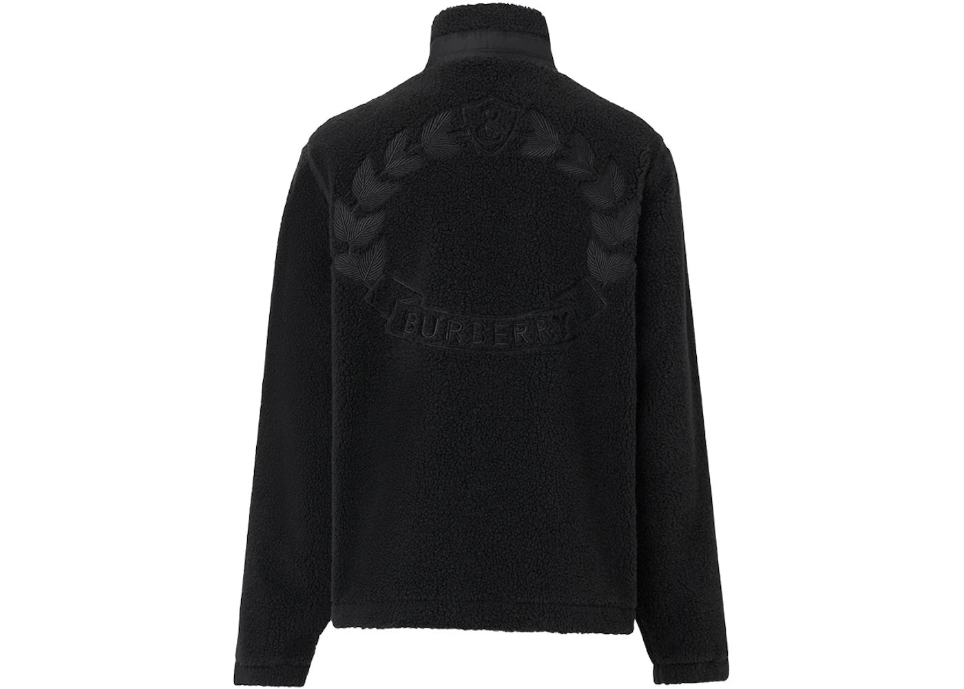 Burberry Embroidered Oak Leaf Crest Fleece Jacket Black - vue secondaire B