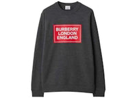 Burberry Fawson Logo Print Crew Sweater Dark Grey