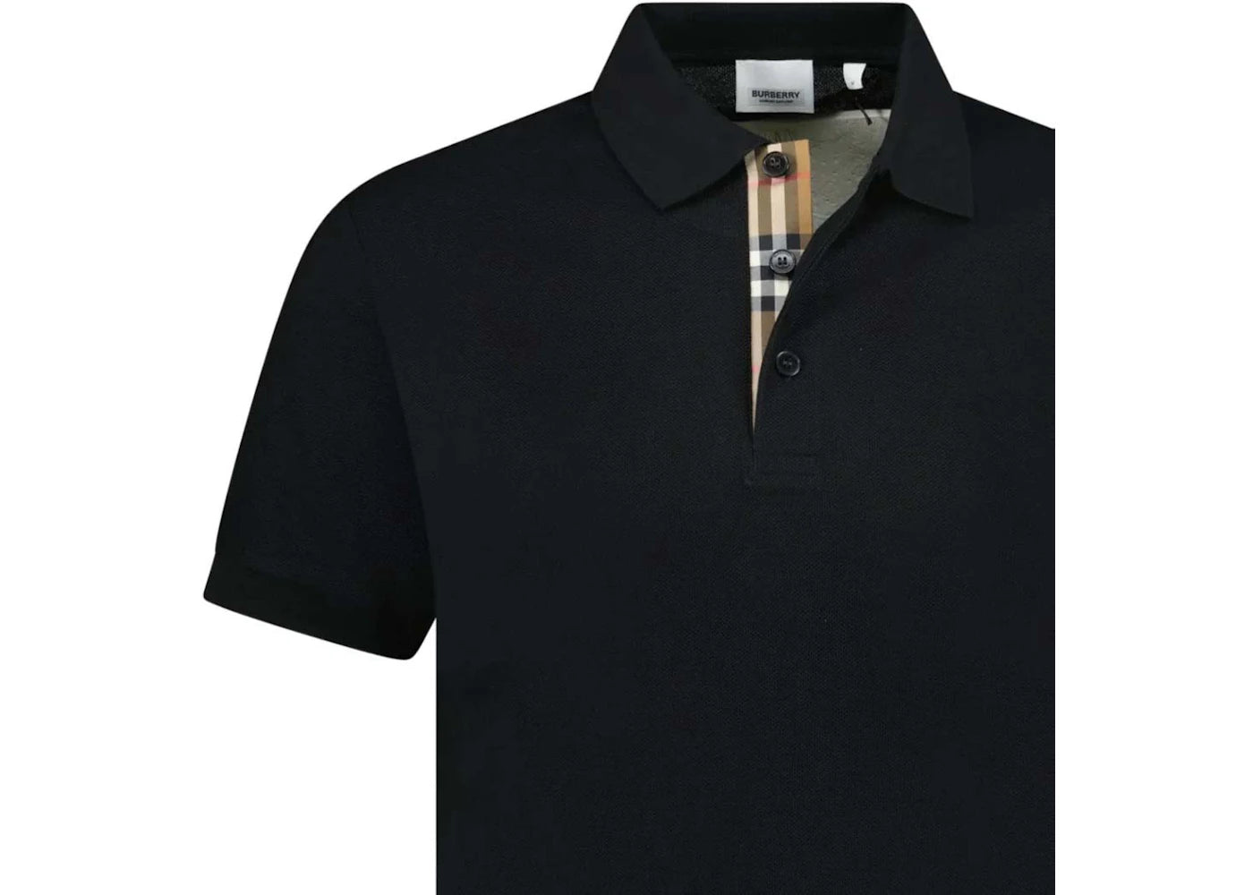 Burberry Hartford Check Placket Polo Black - vue secondaire B