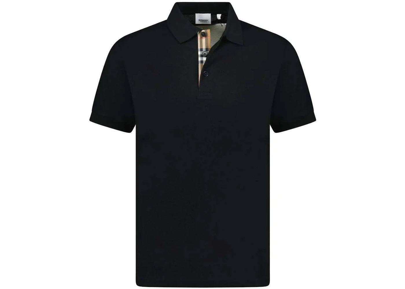 Burberry Hartford Check Placket Polo Black - vue secondaire A