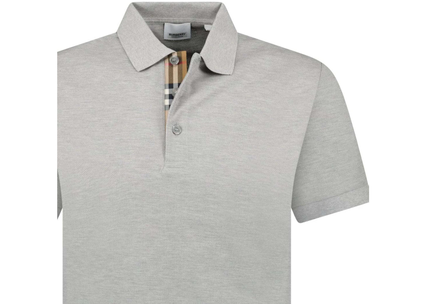 Burberry Hartford Check Placket Polo Grey - vue secondaire B
