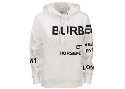 Burberry Horseferry Print Cotton Oversized Hoodie White - authentic Burberry apparel