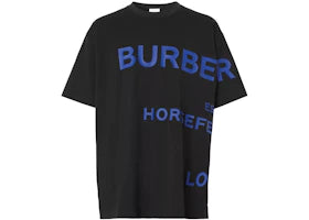 Burberry Horseferry Print Cotton Oversized T-shirt Black Blue - vue 360