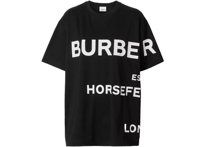 Burberry Horseferry Print Cotton Oversized T-shirt Black White - authentic Burberry apparel