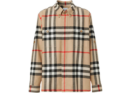 Burberry House Check Wool Cotton Shirt Archive Beige - authentic Burberry apparel