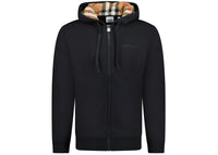 Burberry Hove Check Embroidery Logo Zip Hoodie Black