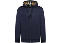 Burberry Hove Check Embroidery Logo Zip Hoodie Navy