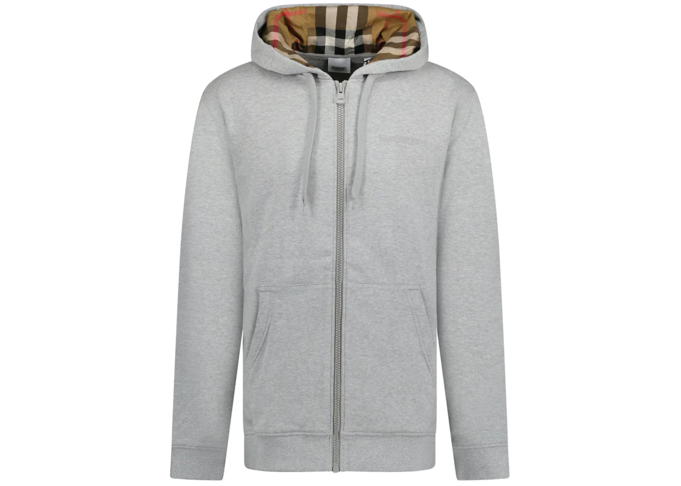Burberry Hove Check Embroidery Logo Zip Hoodie Pale Grey - vue 360