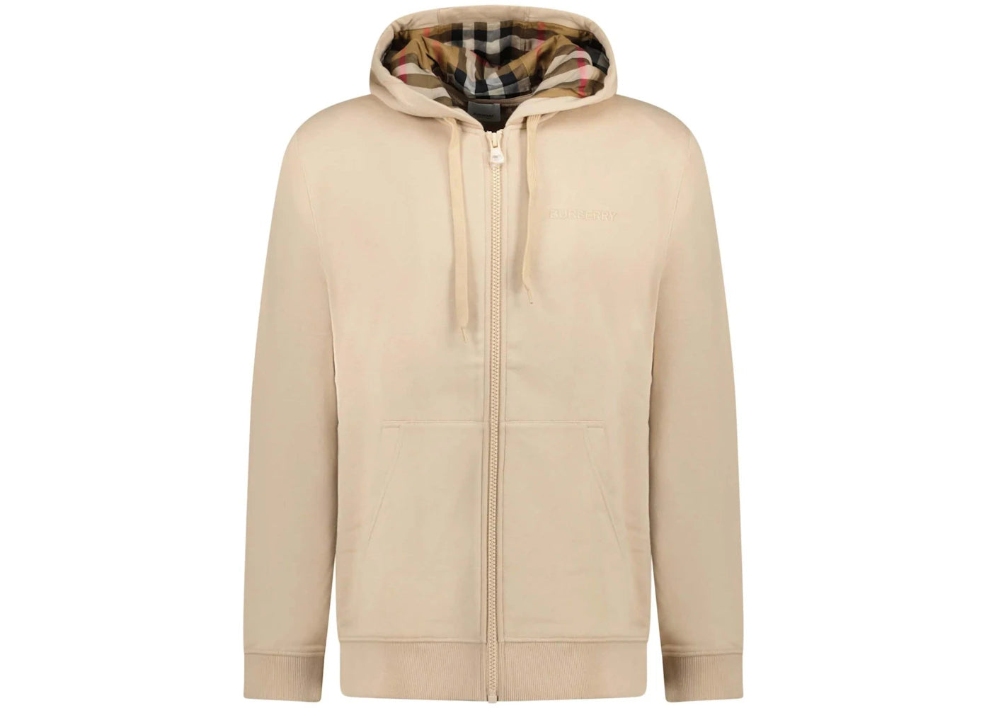 Burberry Hove Check Embroidery Logo Zip Hoodie Soft Fawn - vue 360
