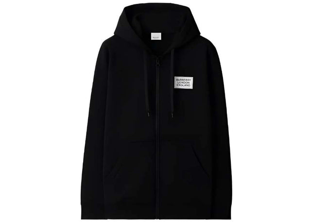 Burberry Hove Logo Print Zip Hoodie Black