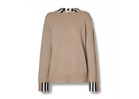 Burberry Icon Stripe Trim Cashmere Sweater Archive Beige