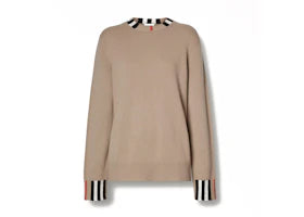 Burberry Icon Stripe Trim Cashmere Sweater Archive Beige