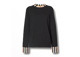 Burberry Icon Stripe Trim Cashmere Sweater Black