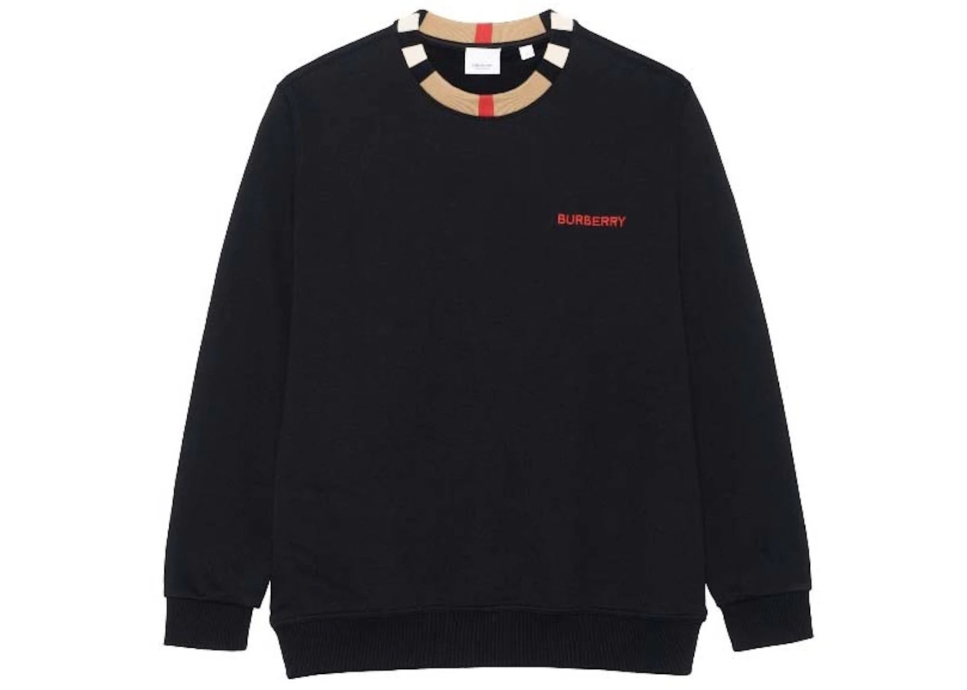 Burberry Icon Stripe Trim Cotton Sweatshirt Black - vue 360