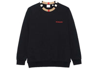 Burberry Icon Stripe Trim Cotton Sweatshirt Black