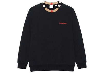 Burberry Icon Stripe Trim Cotton Sweatshirt Black