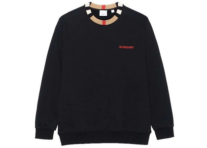 Burberry Icon Stripe Trim Cotton Sweatshirt Black - authentic Burberry apparel