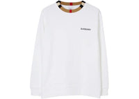 Burberry Icon Stripe Trim Cotton Sweatshirt White
