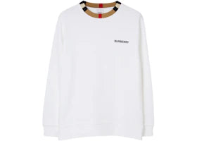 Burberry Icon Stripe Trim Cotton Sweatshirt White - authentic Burberry apparel