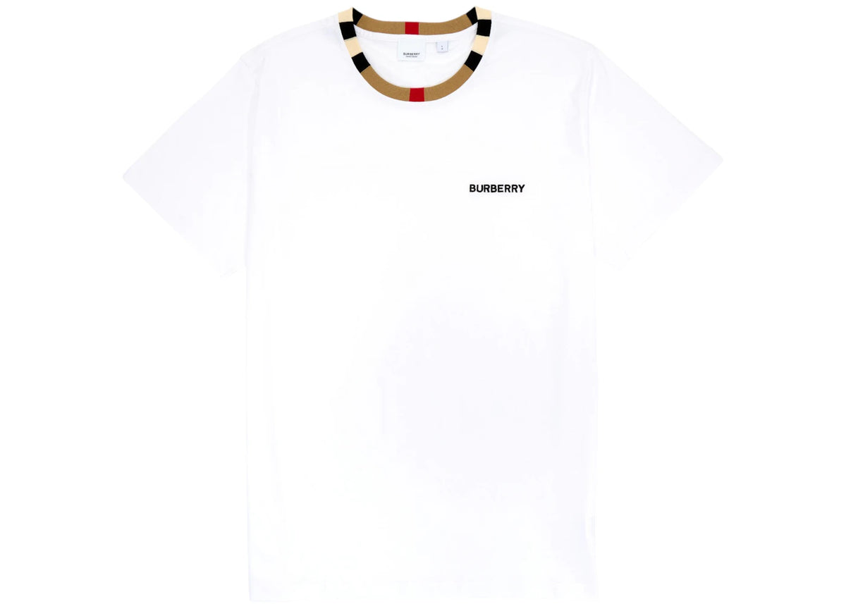 Burberry Icon Streifenbesatz Baumwoll-T-Shirt Weiß - vue 360
