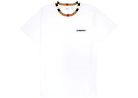 Burberry Icon Streifenbesatz Baumwoll-T-Shirt Weiß