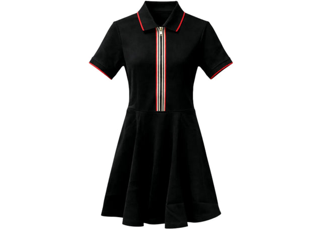 Burberry Icon Stripes Polo Shirt Dress Black