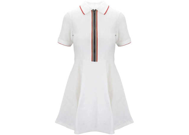 Burberry Icon Stripes Polo Shirt Dress Whtie