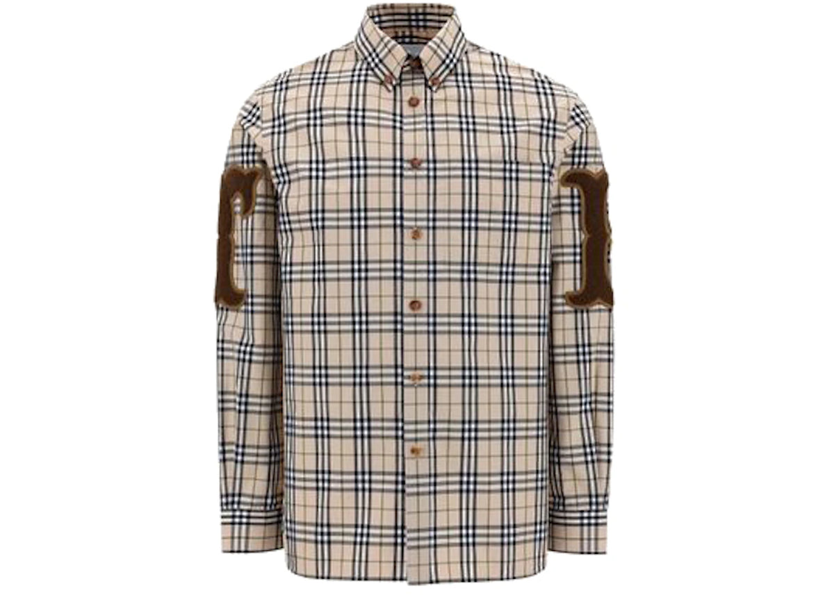 Burberry Letter Graphic Check Print Shirt Soft Fawn - vue secondaire A