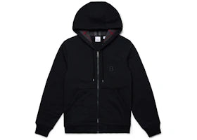 Burberry Letter Graphic Cotton Blend Zip Hoodie Black