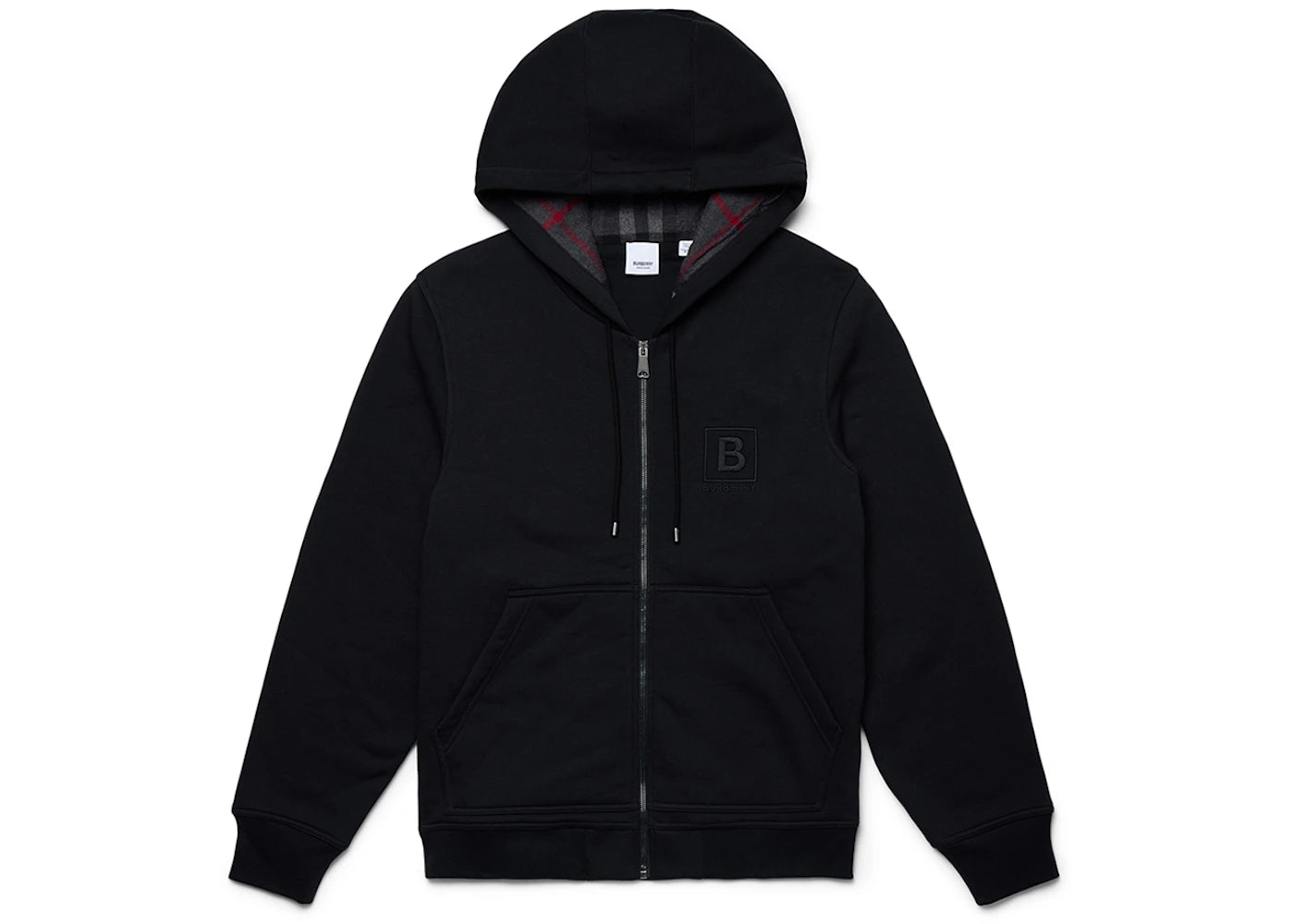 Burberry Letter Graphic Cotton Blend Zip Hoodie Black - vue secondaire A