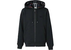 Burberry Letter Graphic Cotton Blend Zip Hoodie Navy - vue 360