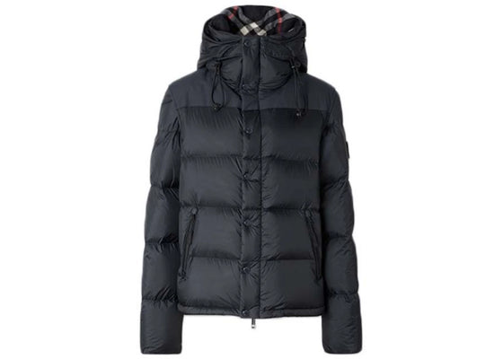Burberry Lockwell Detachable Sleeve Check Hooded Puffer Down Jacket Navy sneakers - authentic Burberry shoes