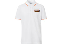 Burberry Logo Applique Cotton Pique Polo Shirt White/Orange