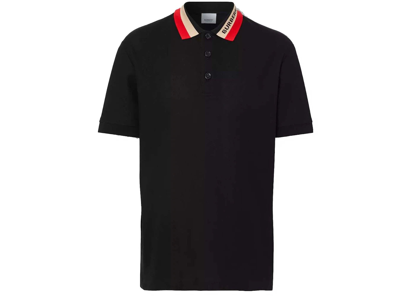 Burberry Logo Detail Cotton Piqué Polo Shirt Black - vue 360